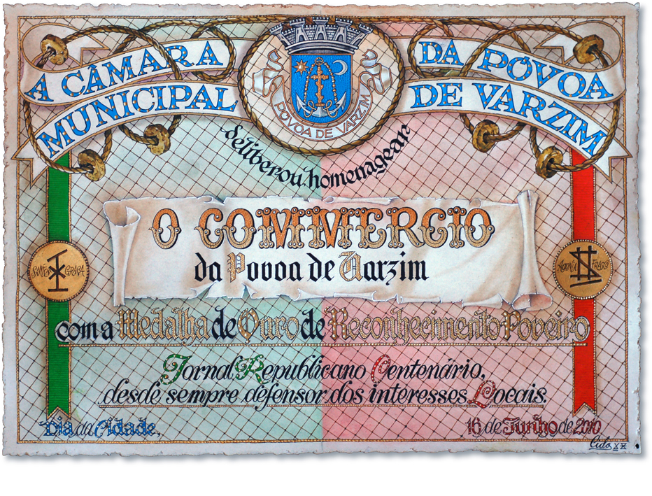 Diploma de homenagem. Pintura  a guache sobre pergaminho.