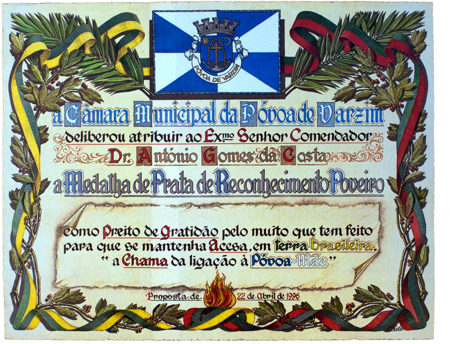 Diploma de homenagem. Pintura  a guache sobre pergaminho.