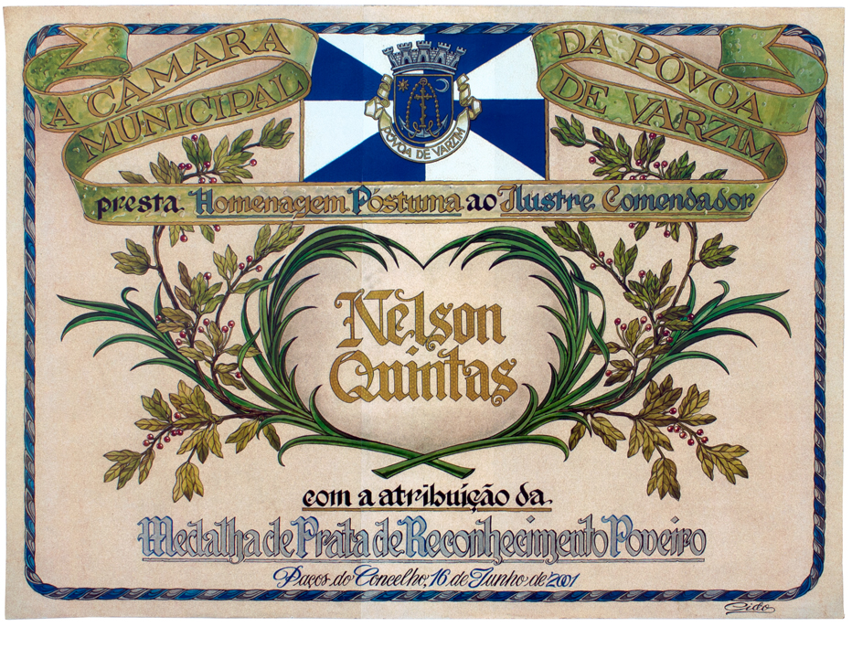 Diploma de homenagem. Pintura  a guache sobre pergaminho.