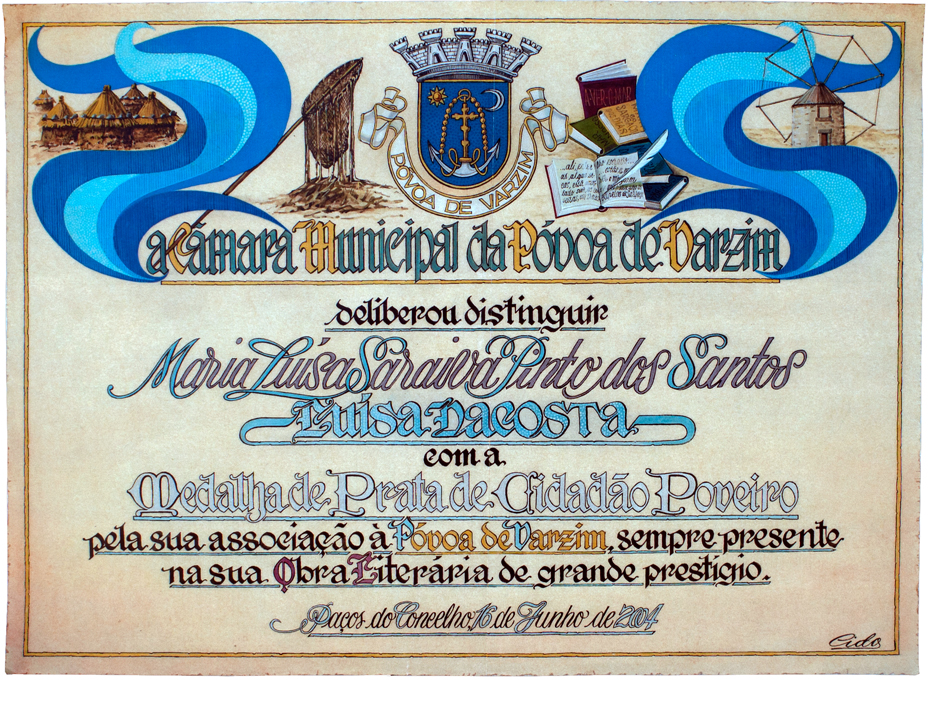 Diploma de homenagem. Pintura  a guache sobre pergaminho.