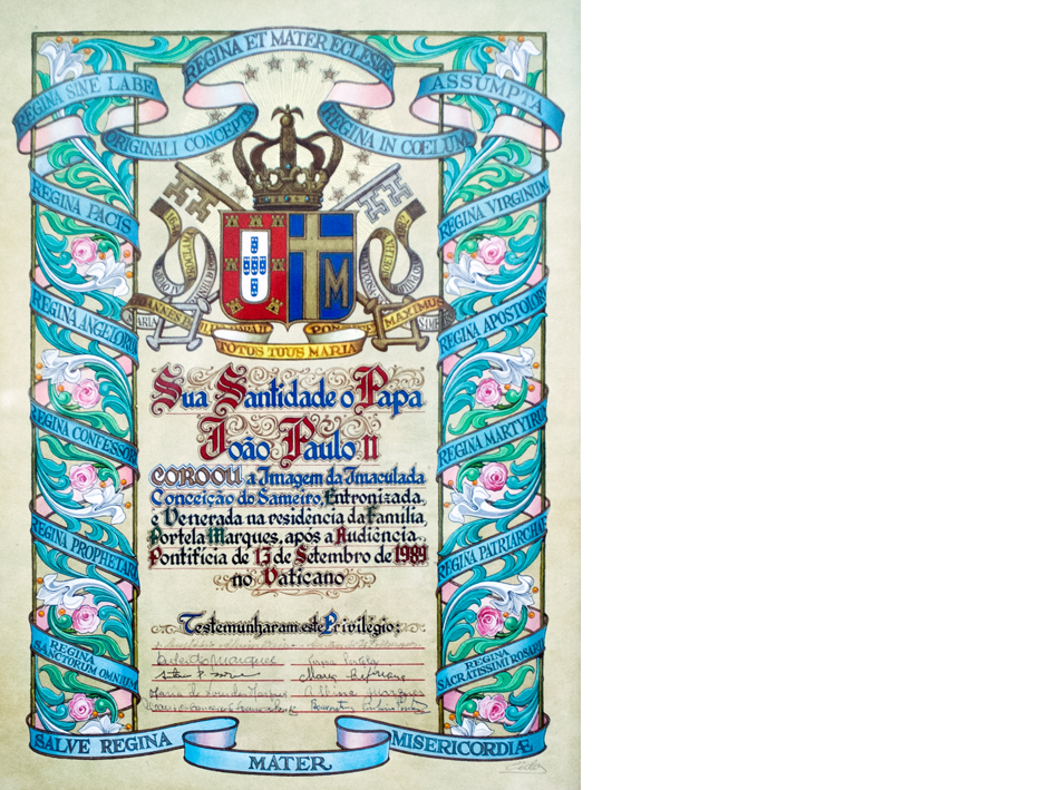 Diploma de homenagem. Pintura  a guache sobre pergaminho.