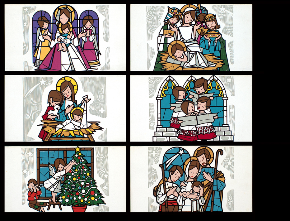 Maqueta para cart�es de Natal impressa em litografia