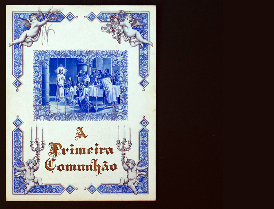 Maqueta de capa para alb�m de Primeira Comunh�o impressa em litografia